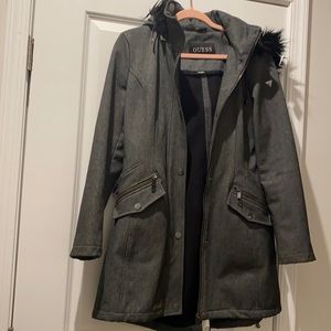 Charcoal & Black long heavy shell jacked with laced sides